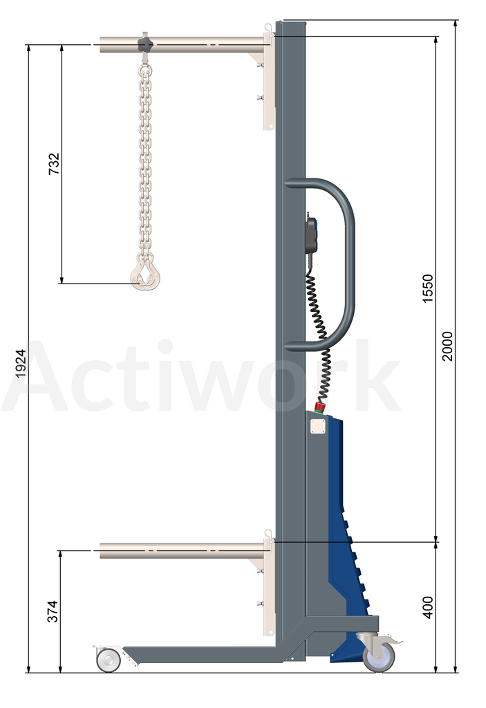 OUTIL DE LEVAGE POUR EPERON AVEC CHAINE ET MANILLES