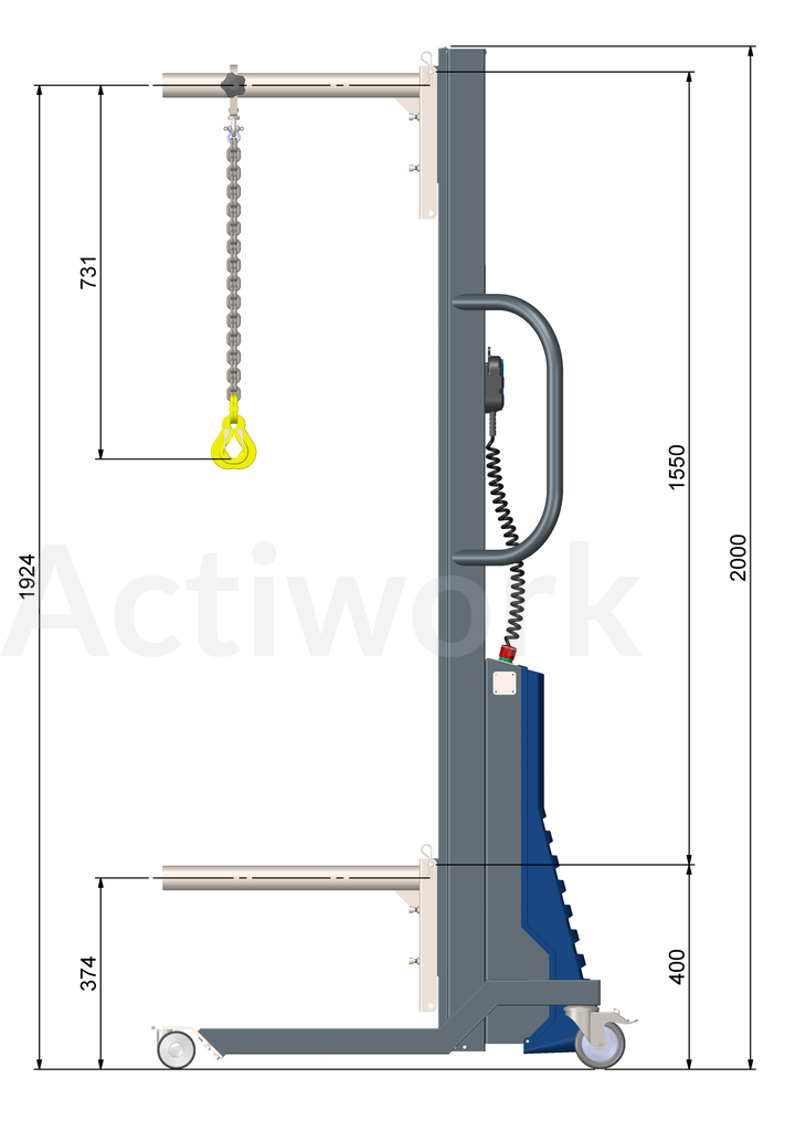 OUTIL DE LEVAGE POUR EPERON AVEC CHAINE ET MANILLES - VERSION ACIER -  POUR ACTILIFT PLUS 80