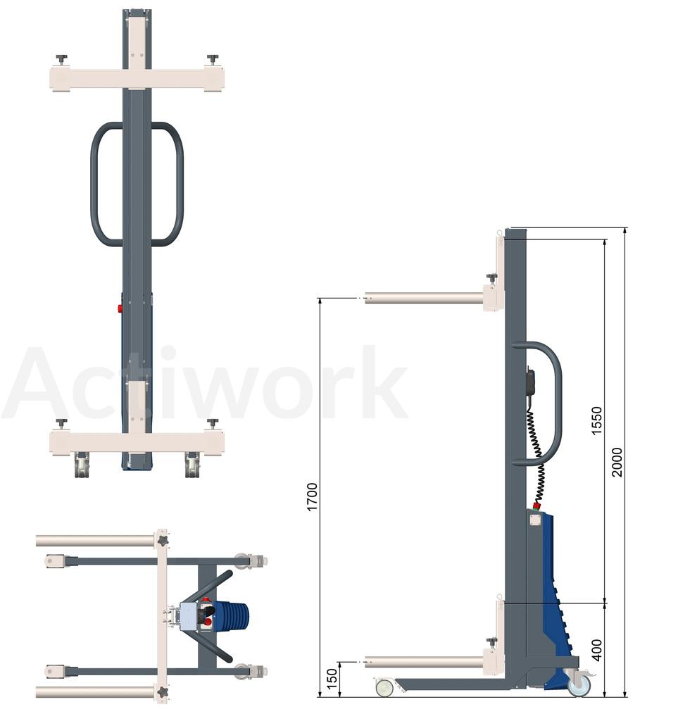 FOURCHES INOX CYLINDRE REGLABLES POUR ACTILIFT PLUS 80