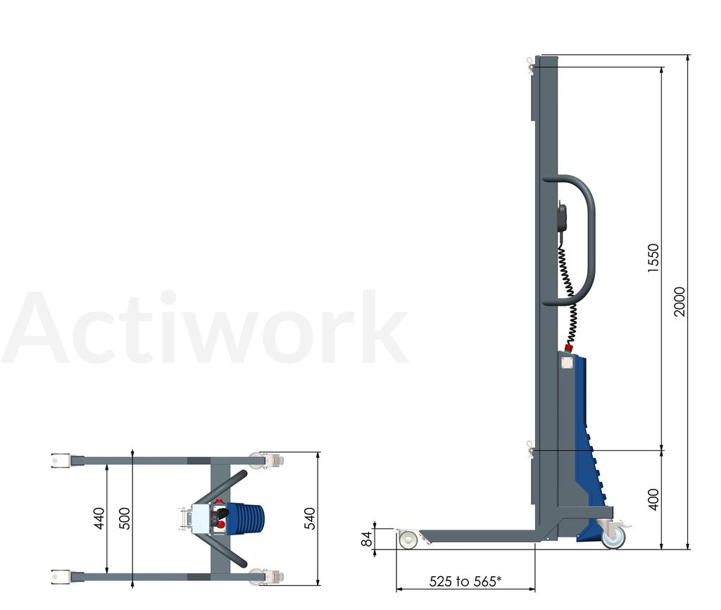 GERBEUR SEMI-ELECTRIQUE ACTILIFT PLUS 80 KG ACIER PEINT