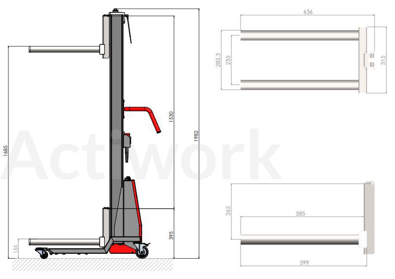 Fourches support bobine pour Actiflex 80 kg