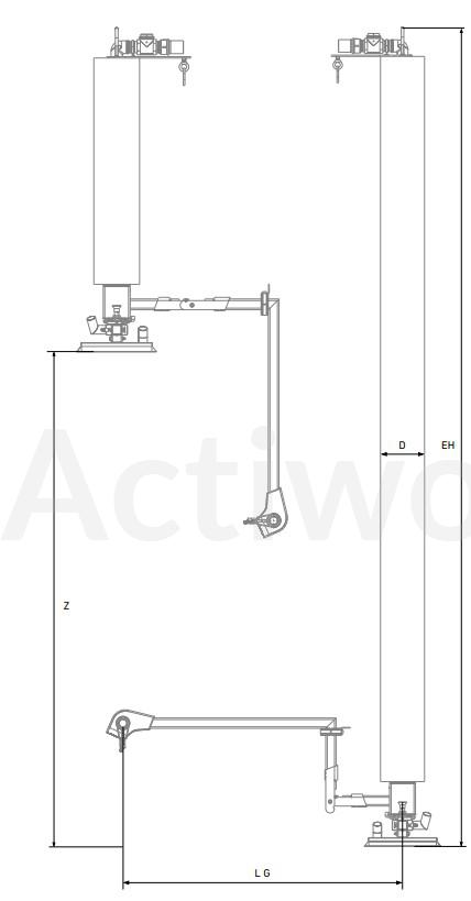 MANIPULATEUR SOUS VIDE A 2 MAINS AVEC GUIDON ARTICULE LONGUEUR 500+800 MM - 30 KG - COURSE 1960 MM - COMPATIBLE PRODUITS POREUX