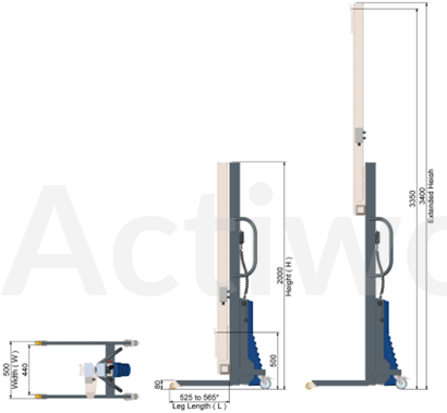 GERBEUR ACTILIFT PLUS HAUTE LEVEE ACIER  - 50 KG  (SANS ROULETTES NI ACCESSOIRES)