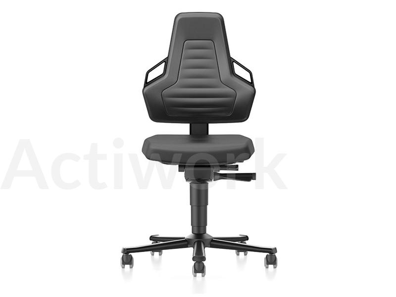 SIEGE ERGOLINE 2 - MOUSSE POLYURETHANE ESD NOIRE, POIGNEES NOIRES ET ROULETTES SOLS DURS
