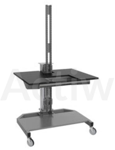 POSTE DE TRAVAIL MOBILE - EMBASE LARGE - MOTORISE - PLATEAU POLYETHYLENE NOIR