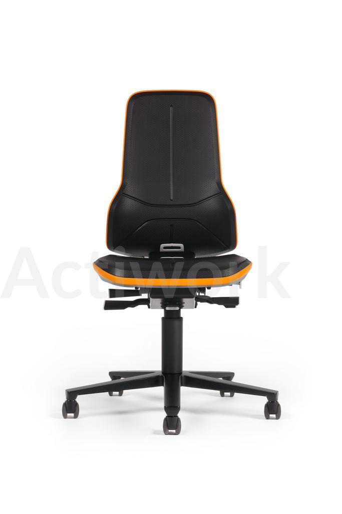 SIEGE SMART 2 MOUSSE PU NOIRE AVEC PATINS DOSSIER A CONTACT PERMANENT - FLEXBAND ORANGE