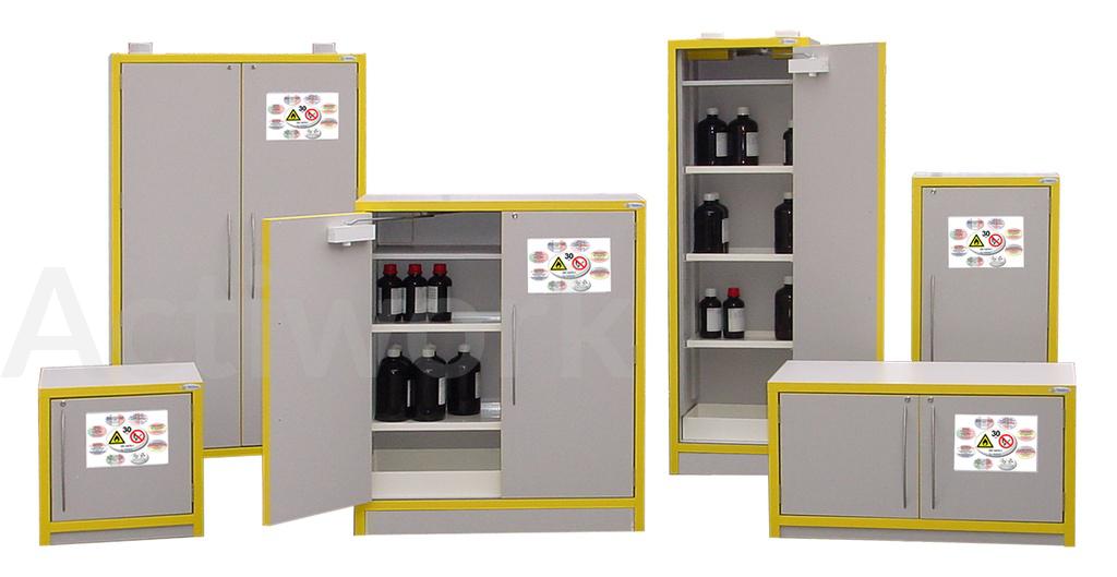 ARMOIRE POUR PRODUITS CORROSIFS - FERMETURE AUTOMATIQUE - 170 L
