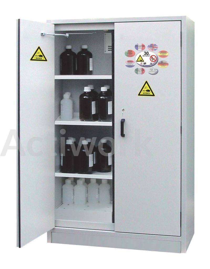 Armoire coupe-feu 30 minutes - Pour produits corrosifs acides et bases - L1120Px550Hx1900mm