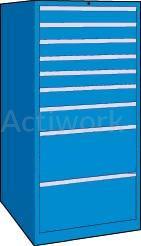 ARMOIRE A TIROIRS H 1450 MM - 54 X 36 U - 9 TIROIRS EXTRACTION TOTALE