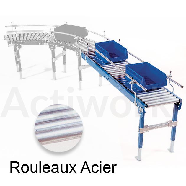 10 Rouleaux Convoyeur Acier Fegtrty 25x300mm - Pour Lignes Assemblage, Transport - Diamètre Axe 7mm