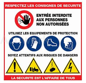 PANNEAUX D'AFFICHAGE CONSIGNES DE SECURITE - 480 X 480 MM - RIGIDE