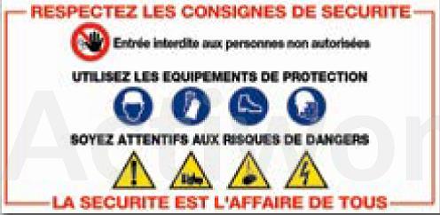 PANNEAUX D'AFFICHAGE CONSIGNES DE SECURITE - 960 X 480 MM - RIGIDE