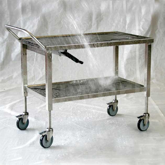 CHARIOT INOX 800 X 580 MM REGLABLE EN HAUTEUR MANUEL - 2 NIVEAUX